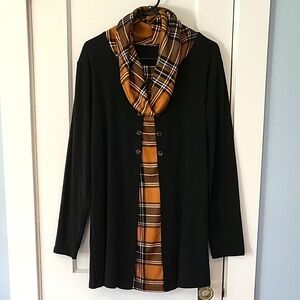 Bebonnie Black faux Cardigan w/plaid Tunic